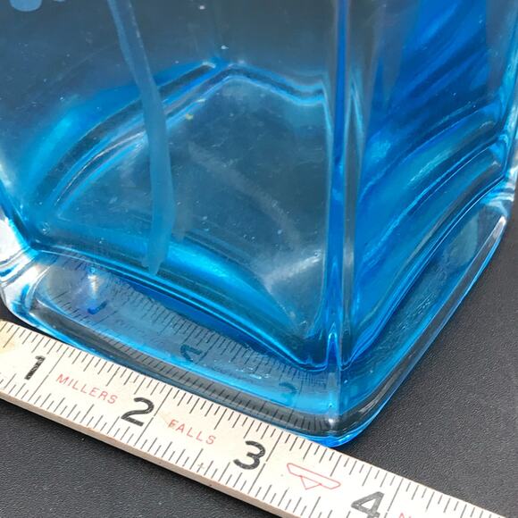 Vintage Royal Danube Square Blue Crystal Applied Flower Table Vase 13” Rare - Picture 9 of 9